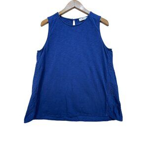 Vineyard Vines Womens Tank Top Size M Blue Sleeveless Lace Crochet Casual Boho